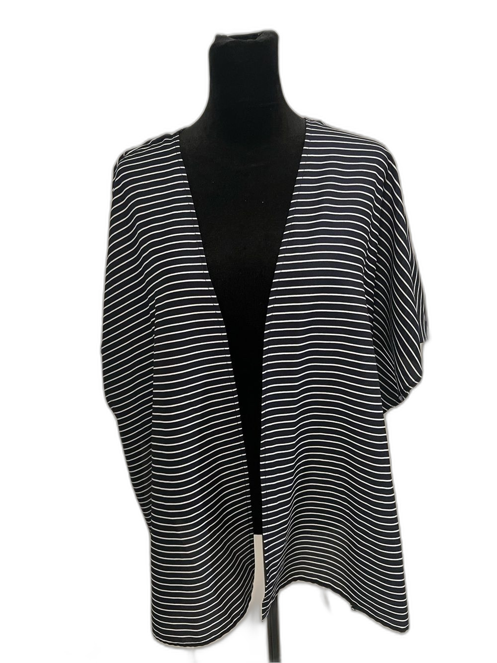 The Limited Women’s XS/S Black White Striped Open Front Short Sleeve Cardigan